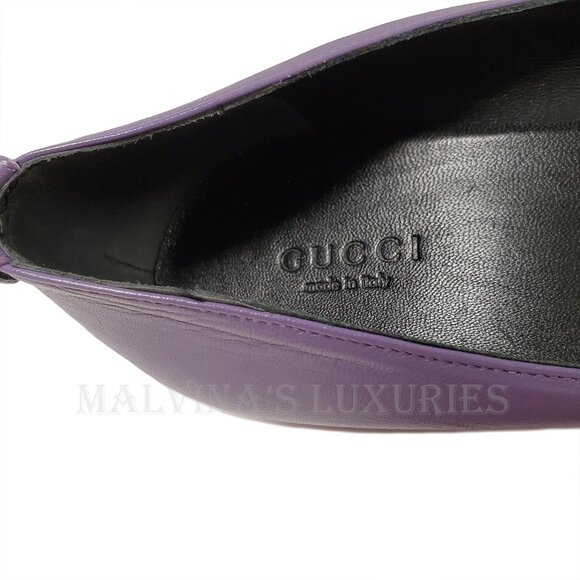 GUCCI SHOES PURPLE LEATHER LOGO SIGNATURE HARDWARE WEDGE IT 39.5 / US 9.5 - Picture 9 of 12